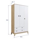 Ver imagem 5 de Guarda Roupa Infantil 108cm 3 Portas 2 Gavetas Favo de Mel 006 Itapuã/Branco - Completa Móveis COMPL