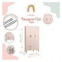 Ver imagem 4 de Guarda Roupa Infantil 3 Portas 2 Gavetas Isis Rosa Acetinado Pés Retrô para Quarto de Bebê - Reller