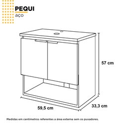 Gabinete para Banheiro Suspenso em Aço Pequi Branco - Cozimax - 6