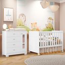 Ver imagem 2 de Jogo de Quarto Infantil New Katatau Cômoda e Berço Mini Cama Branco Brilho - Reller Móveis