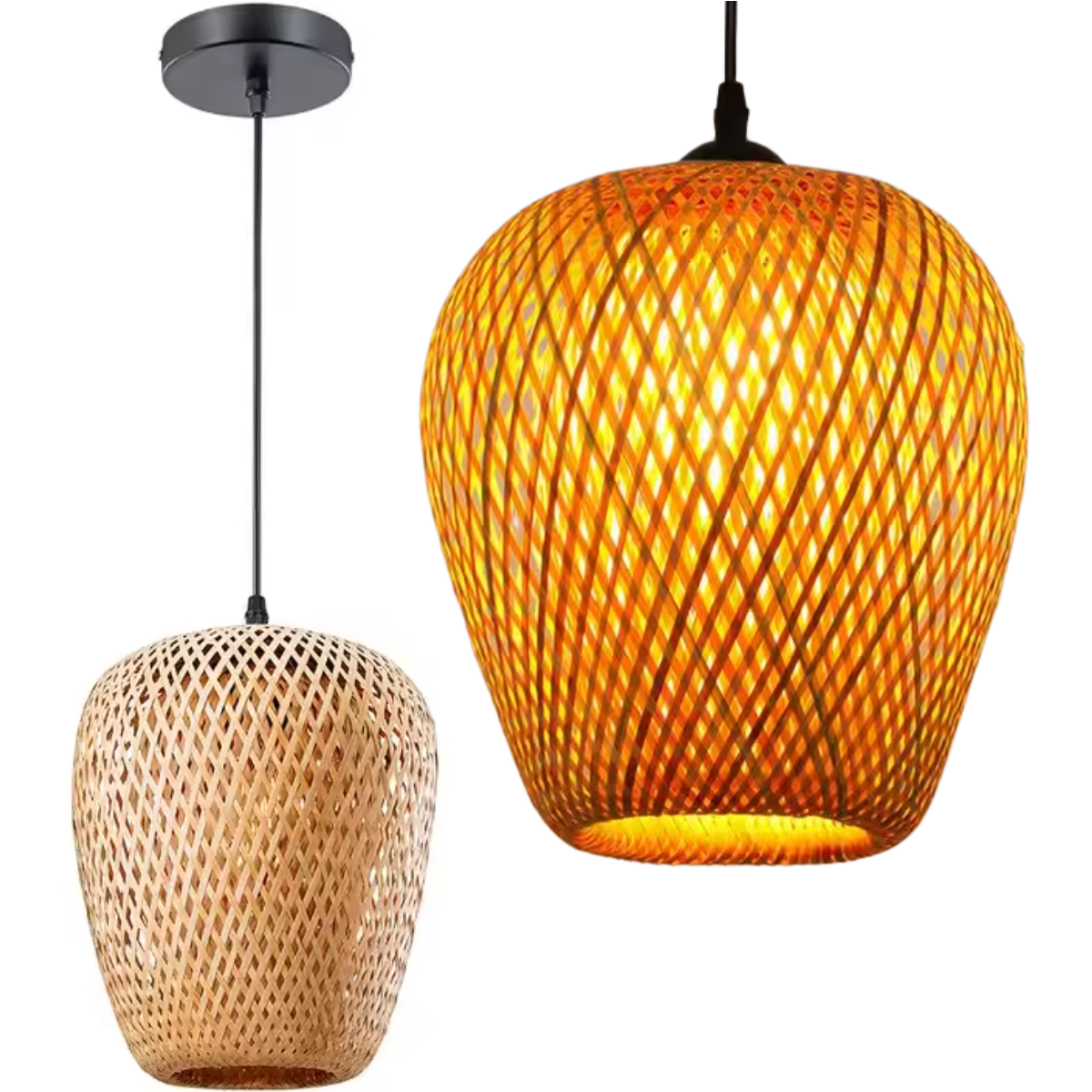 Luminária Lustre 28cm Pendente Teto Bambu Kjdd-e-640-b1 - 1