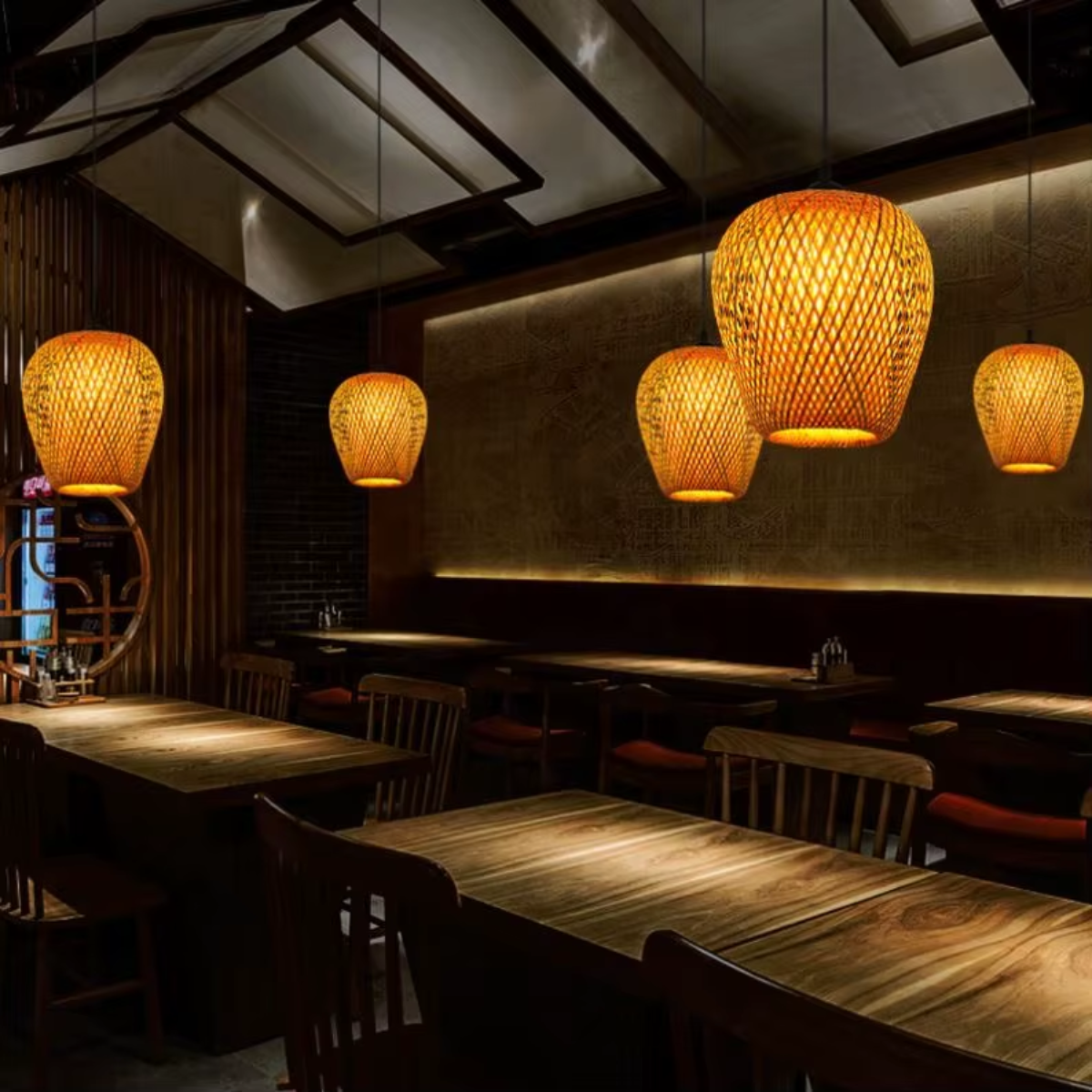 Ver imagem 4 de Luminária Lustre 28cm Pendente Teto Bambu Kjdd-e-640-b1