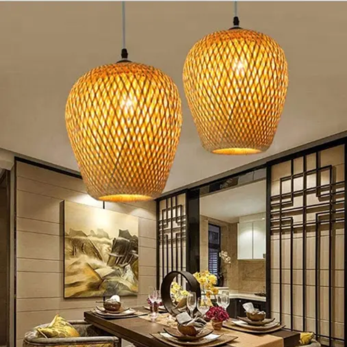 Luminária Lustre 28cm Pendente Teto Bambu Kjdd-e-640-b1 - 9