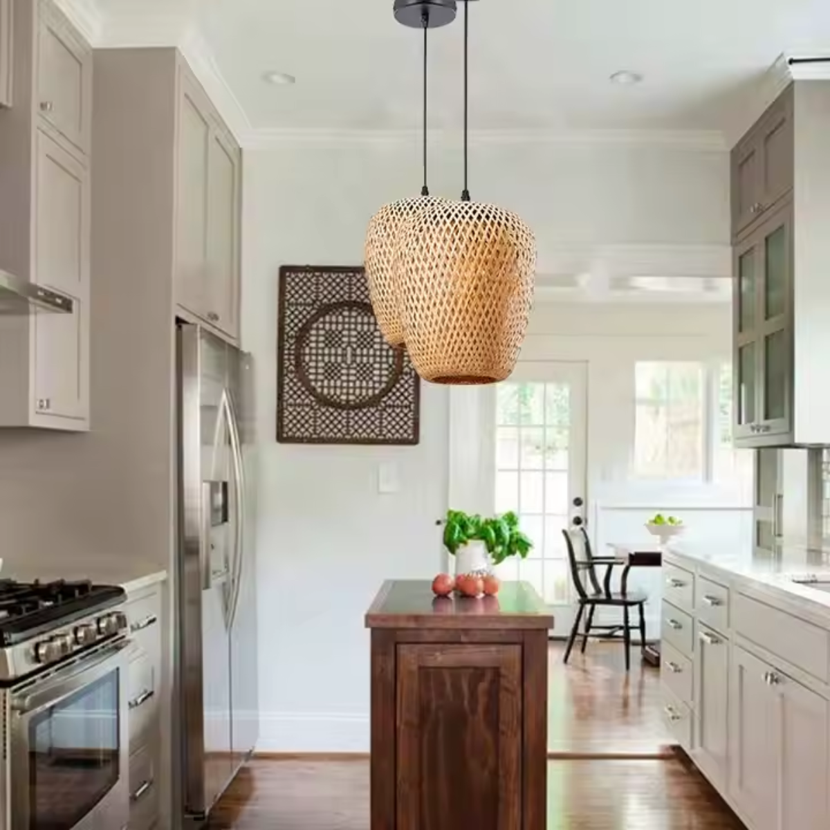 Ver imagem 5 de Luminária Lustre 28cm Pendente Teto Bambu Kjdd-e-640-b1