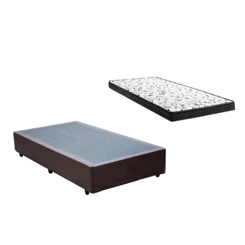 Cama Box Solteirão Marrom + Colchão Espuma D28 110x188x29