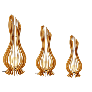 Abajur Grande de Chão ANA MARIA MDF Luminária -:MDF CRU/Kit com 3 - 90x28cm, 75x23cm e 60x18cm