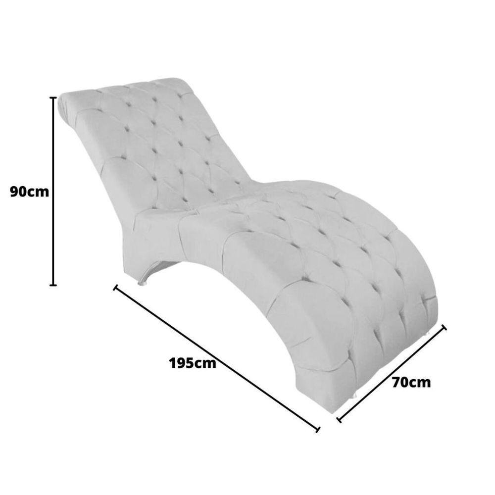 Recamier Divã Espreguiçadeira para Sala Cliníca Elisa Suede Cor:branco - 3