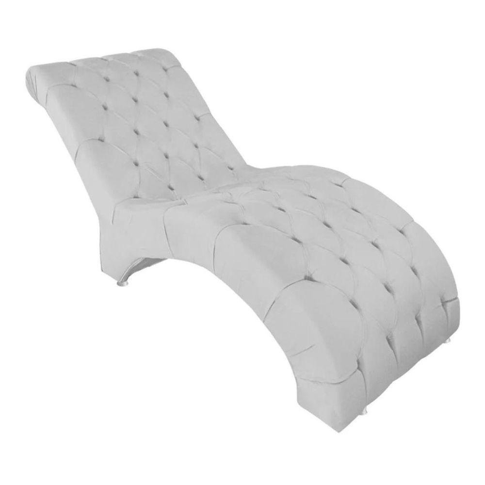 Recamier Divã Espreguiçadeira para Sala Cliníca Elisa Suede Cor:branco - 2