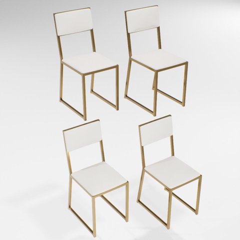 Kit 4 Cadeiras Para Cozinha Estofada Industrial Riviera Dourada Don Castro Decor Riviera Industrial 