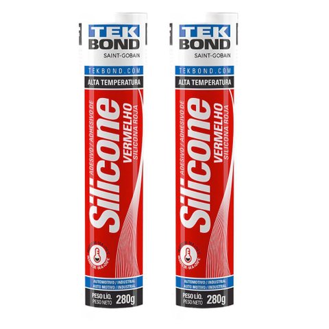 Kit 2 Silicone Acetico 280g Alta Temp Vermelho Tek Bond