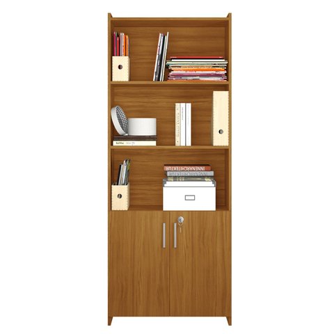 Armário, Estante, Livreiro, Multiuso com Chave 70cm 2 Portas Freijó