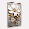 Quadro Moderno Floral Pétalas Abstrata Branco e Dourado - 2