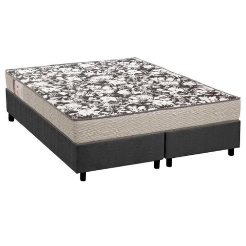 Conjunto Box Queen: Colchão Espuma Ortobom D26 Physical Ultra Resistente + Base Crc Suede Gray(