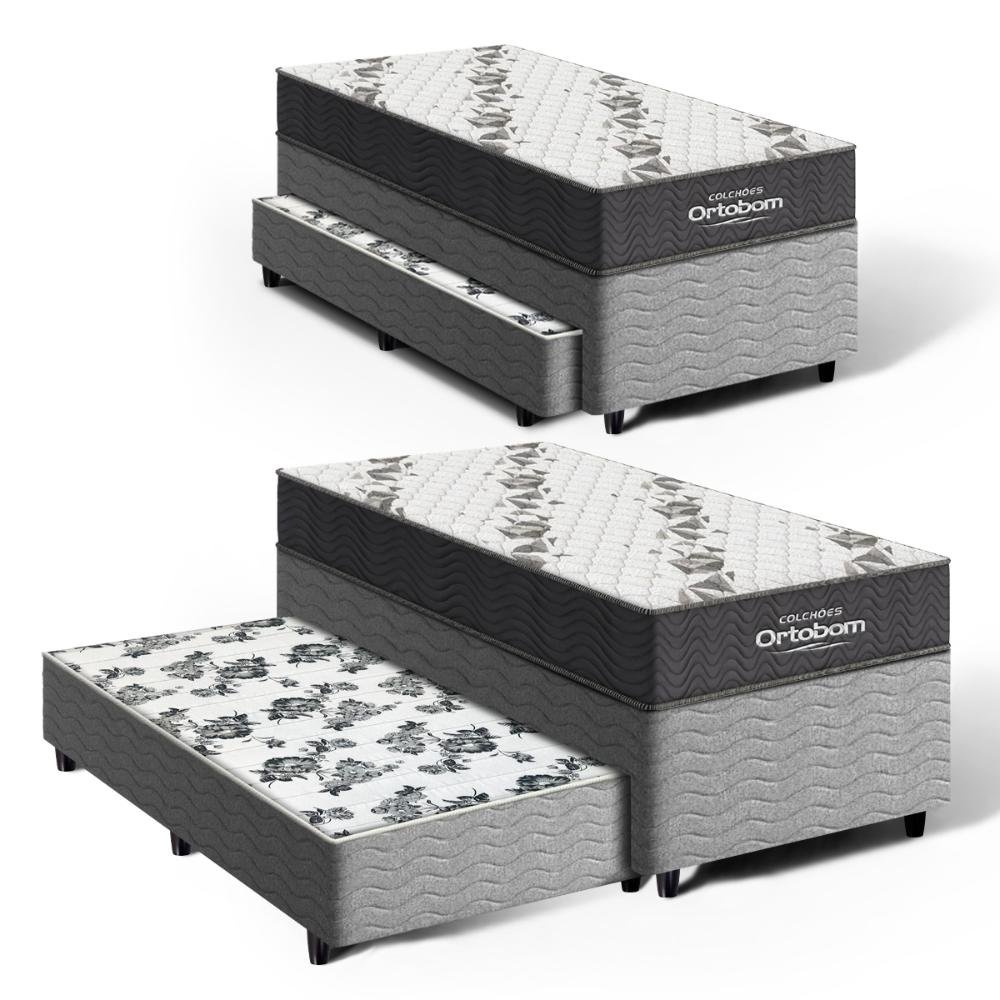 Cama Box com Colchão de Espuma D33 Ortobom Airtech 100 + Auxiliar de Espuma Unique Solteiro 88cm