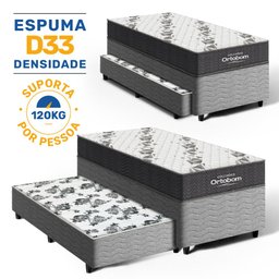 Cama Box com Colchão de Espuma D33 Ortobom Airtech 100 + Auxiliar de Espuma Unique Solteiro 88cm - 2
