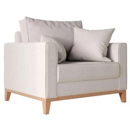 Poltrona Beny Pés e Base em Madeira Linho Cru Rr Decor - 2