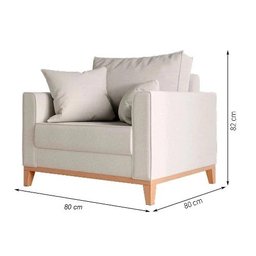 Poltrona Beny Pés e Base em Madeira Linho Cru Rr Decor - 5