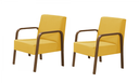 Ver imagem 1 de Kit 2 Poltronas Decorativas 1 Lugar Jade Braço Madeira D Salla Suede Amarelo