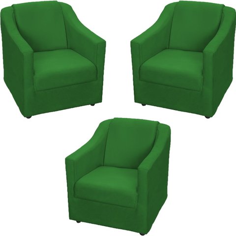 Kit 3 Poltronas Decorativas para Sala Recepção Consultório Manicure Cadeira Mila Suede