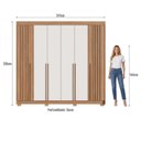 Ver imagem 4 de Guarda Roupas Casal 6 Portas 4 Gavetas Palermo Ripado Freijo/Off White