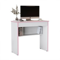 Mesa Escrivaninha Estudo Computador Notebook Vitória 2.0 Branco e Rosa - 2