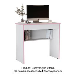 Mesa Escrivaninha Estudo Computador Notebook Vitória 2.0 Branco e Rosa - 3