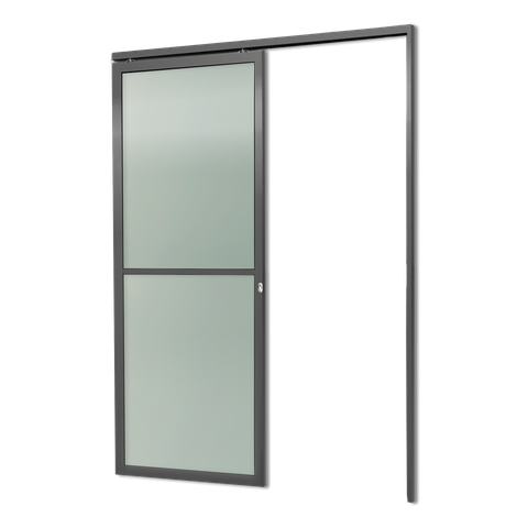 Porta de Correr Suspensa Vidrao Dir L.25 Cinza 210x80 Brimak