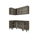 Ver imagem 4 de Conjunto Lavanderia Modulada 5 Peças com Tampo Aurora Espresso Móveis Bege/Duna/Cristal