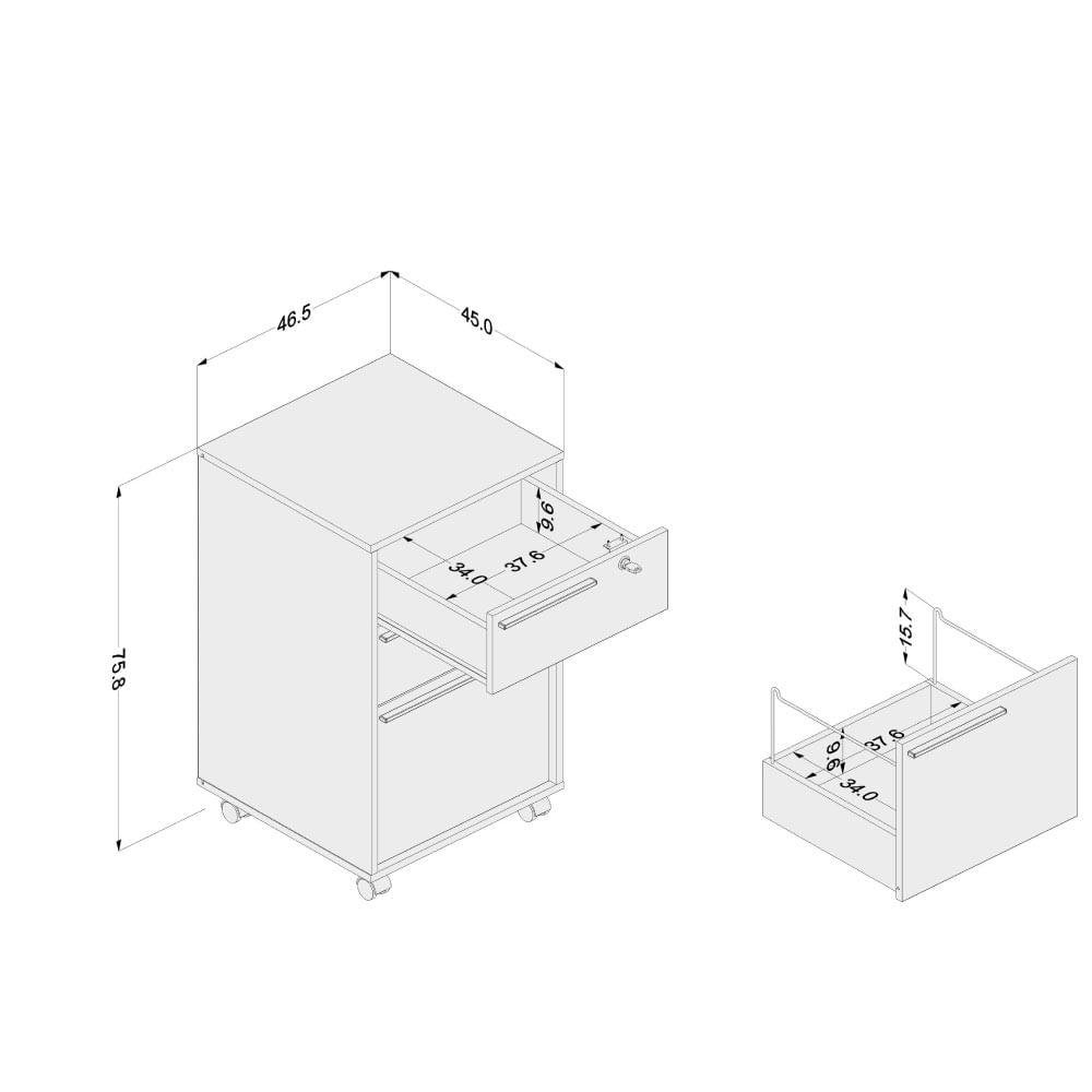Gaveteiro Maia com 3 Gavetas e Chave - Castanho - 4