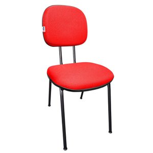 Cadeira de Escritório Fixa Pé Palito Secretaria Estofada Jserrano Vermelha para Recepção