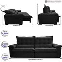 Ver imagem 2 de Sofá Retrátil e Reclinável 2,95m Cama inBox Big Fresh com SoftGel D40 Velupluma Preto