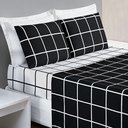Ver imagem 1 de Jogo de Cama Lençol Minimalista Casal Padrão 04 Peças Micropercal 200 Fios Premium Preto