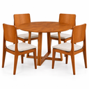 Ver imagem 2 de Mesa Redonda 110cm c/ 4 Cadeiras Lugares Sala Jantar Lara:Linho Areia