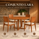 Ver imagem 4 de Mesa Redonda 110cm c/ 4 Cadeiras Lugares Sala Jantar Lara:Linho Areia