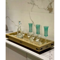 Bandeja Dourada Espelhada Sala Aparador Luxo Decoração 40x25 - 4