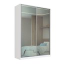 Ver imagem 2 de Guarda-Roupa Solteiro 2 Portas de Correr 2 com Espelho 3 Gavetas Aura Branco