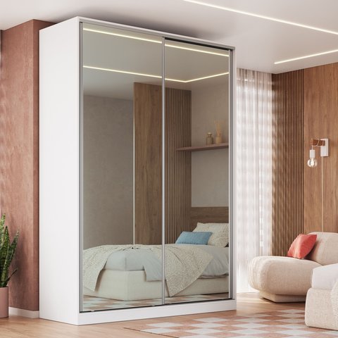 Guarda-Roupa Solteiro com Espelho 2 Portas 3 Gavetas