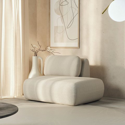 Sofá Modular Sumiê 80cm Direito Orla CabeCasa MadeiraOriginals Bege Espuma Do Mar