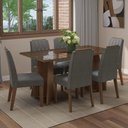Ver imagem 1 de Conjunto Sala de Jantar Tampo de Vidro 6 Cadeiras Rustic/silver Sintra Madesa