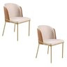 Kit 02 Cadeira Sala de Jantar Estofada Base Metal Dourada Linho Bege - 1