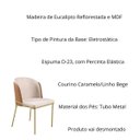 Ver imagem 4 de Kit 02 Cadeira Sala de Jantar Estofada Base Metal Dourada Linho Bege