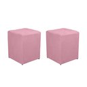 Ver imagem 1 de Kit 2 Puff Quadrado Decorativo Suede Casa da Poltrona Rosa