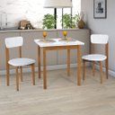 Ver imagem 1 de Mesa Cadeiras 80cm Estofado Mdf Pinus para Ambientes Pequeno:branco
