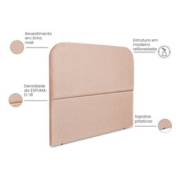 Cabeceira Estofada Cama Box Casal Alana 140cm Linho:rosê - 4