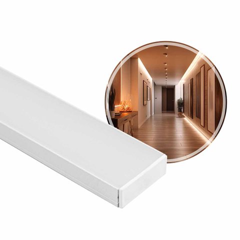 Perfil Linear Sobrepor Branco 1 Metro C/ Trava Fix P/ Fita Led St3075