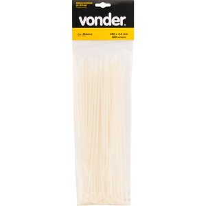 Abraçadeira de nylon 140x2,5mm branca com 100 peças - Vonder