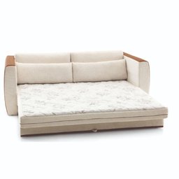 Sofá-cama 2 Lugares Mh-1609 Herval 158 Cm Colchão Casal Linho Bege Laterais Marrom A7a - 2