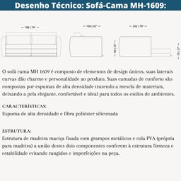 Sofá-cama 2 Lugares Mh-1609 Herval 158 Cm Colchão Casal Linho Bege Laterais Marrom A7a - 6