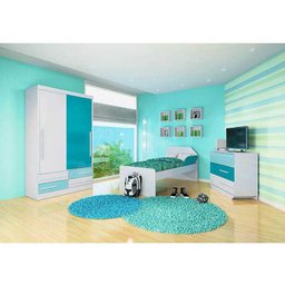 Guarda-Roupa Teen L.O.L 2 - Santos Andirá - Branco / Petroleo / Turquesa - 2