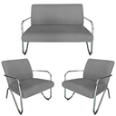 Ver imagem 1 de Kit Namoradeira + 2 Poltronas Decorativa Bela Suede Cinza Braço Cromado